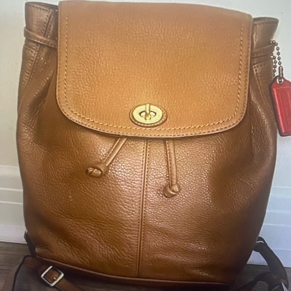Authentic Coach Park Brown Leather Backpack Purse - Picture 1 of 5